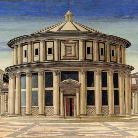 Immagine del particolare della Città Ideale dipinto di Piero della Francesca